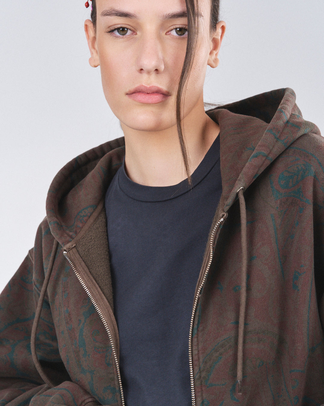 Zip Hoodie 505, Cocoa Paisley Atelier E.B