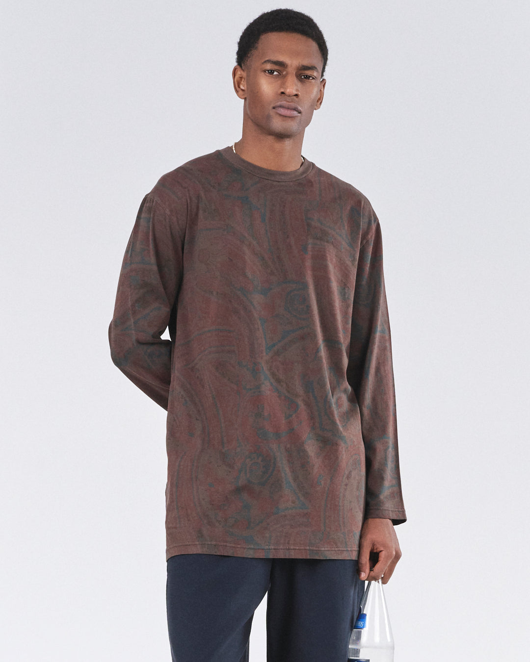 Boxy Longsleeve Dress 135, Cocoa Paisley Atelier E.B