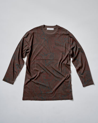 Boxy Longsleeve Dress 135, Cocoa Paisley Atelier E.B