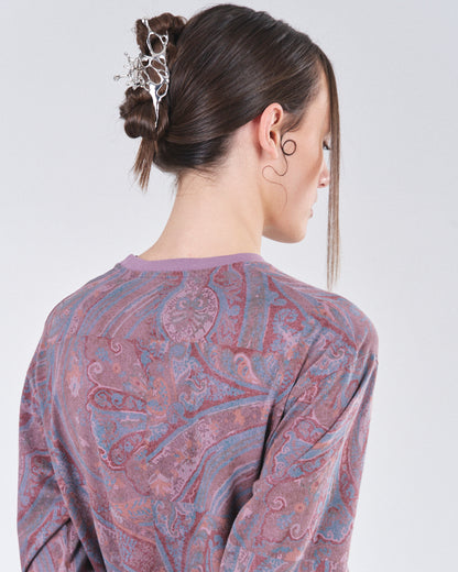 Boxy Longsleeve Dress 135, Purple Paisley Atelier E.B