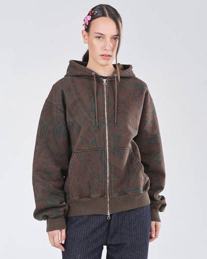 Zip Hoodie 505, Cocoa Paisley Atelier E.B