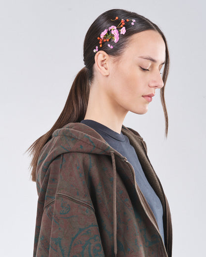 Zip Hoodie 505, Cocoa Paisley Atelier E.B