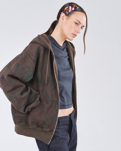 Zip Hoodie 505, Cocoa Paisley Atelier E.B