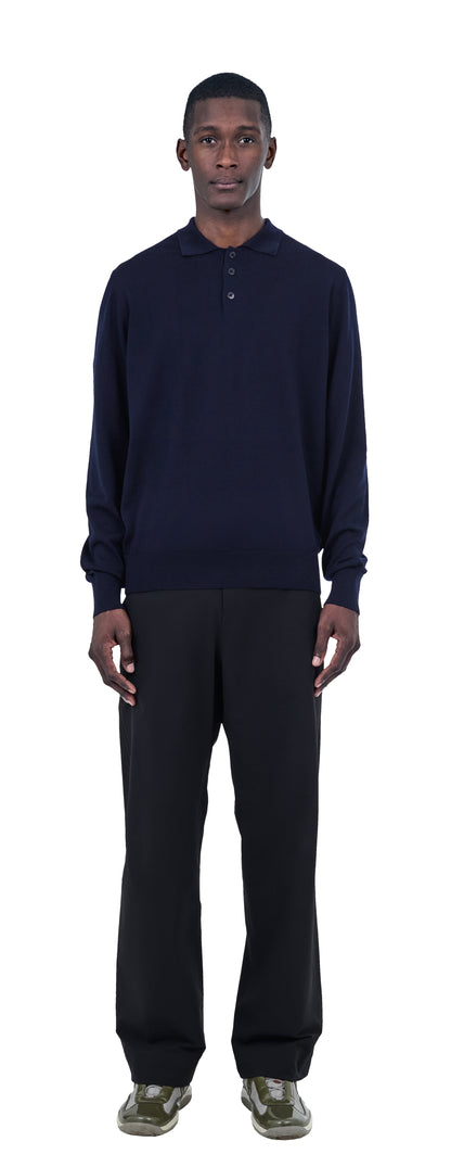 Longsleeve Polo, Dark Navy