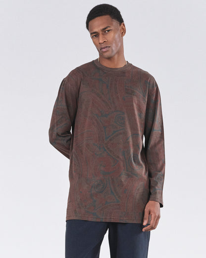Boxy Longsleeve Dress 135, Cocoa Paisley Atelier E.B