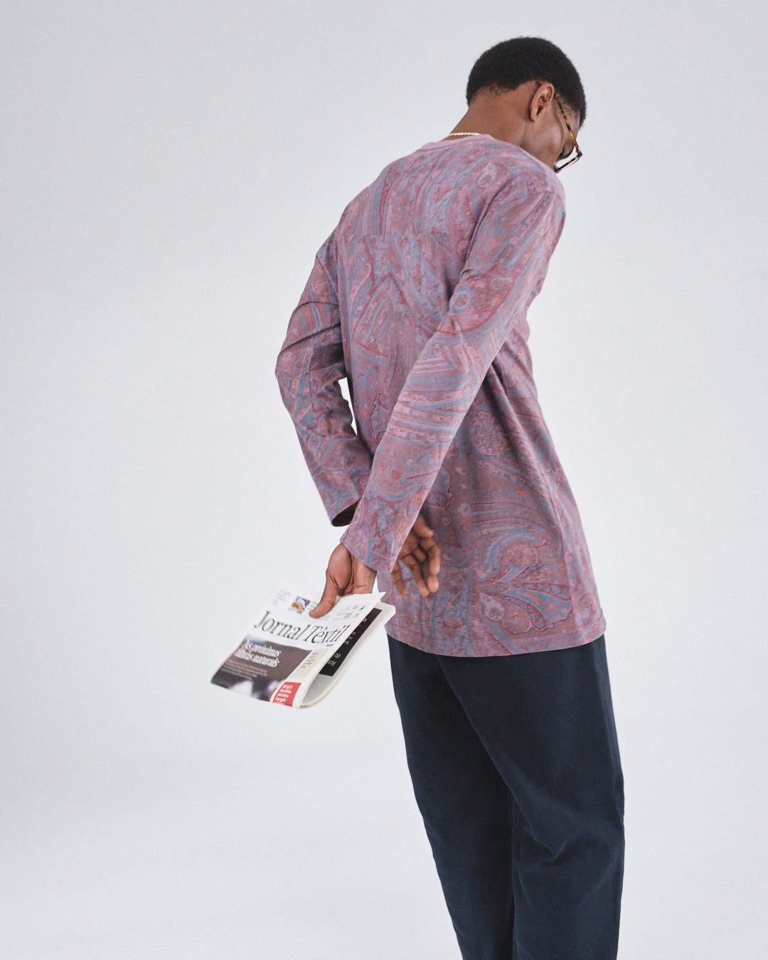 Boxy Longsleeve Dress 135, Purple Paisley Atelier E.B