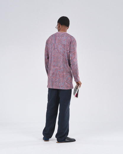 Boxy Longsleeve Dress 135, Purple Paisley Atelier E.B